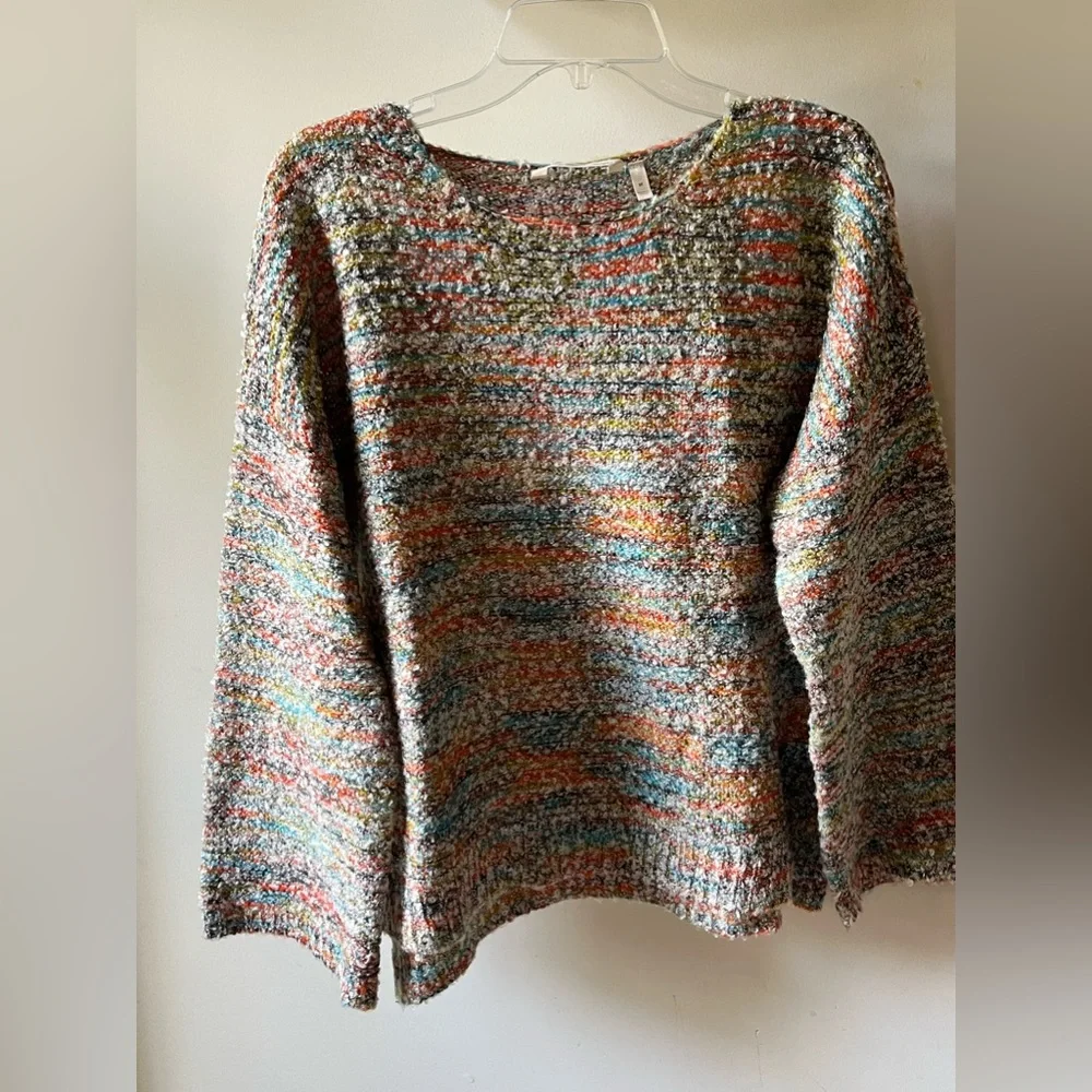 Soft surroundings, multicolor, space dye rainbow sweater, scoopneck EUC medium - Picture 2 of 7
